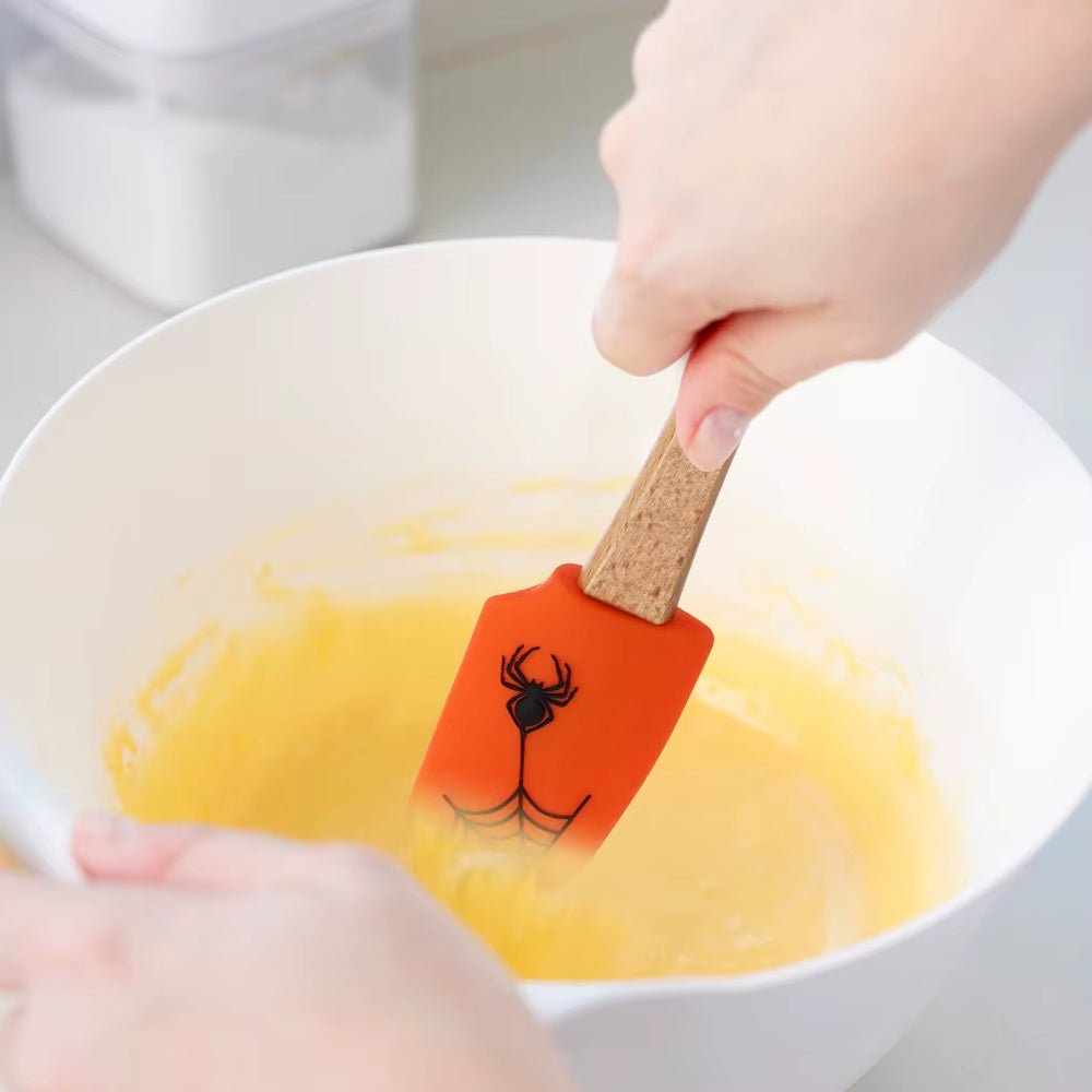 🎃4Pcs Wooden Silicone Scraper Halloween Edition👻