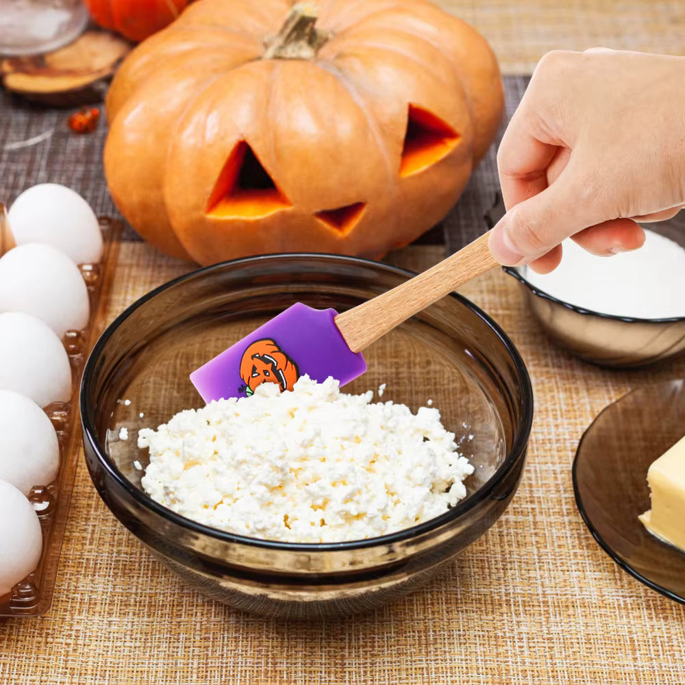 🎃4Pcs Wooden Silicone Scraper Halloween Edition👻